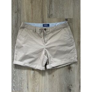 Old Navy Everyday Shorts‎ Womens 6 Khaki Tan Chino Cuffed Stretch Casual